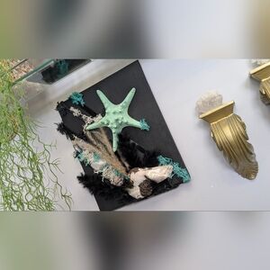Coastal Druzy Geode Seashell Canvas Beach Ocean Art